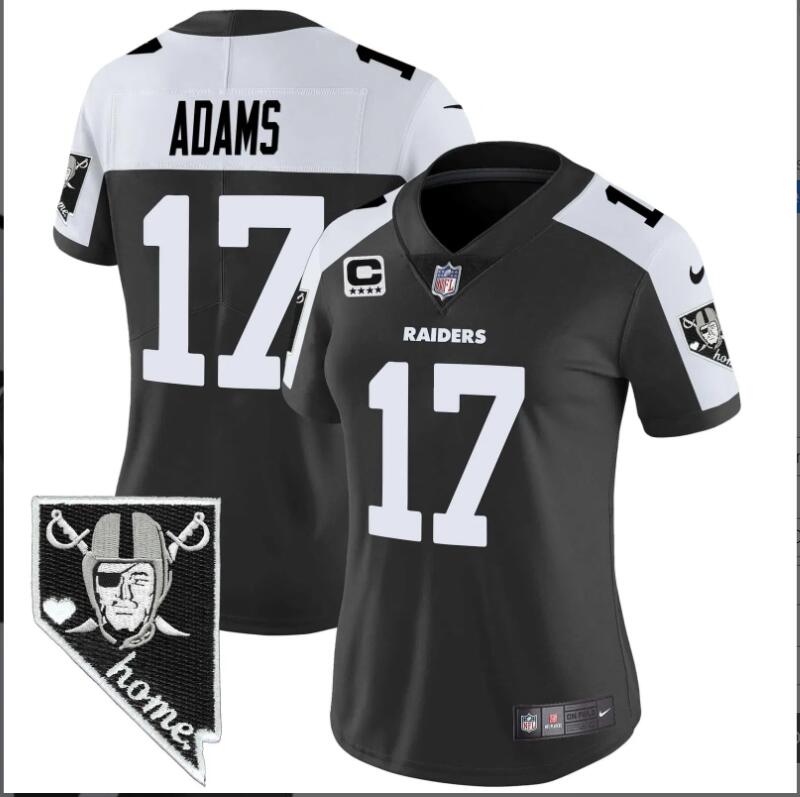 Women Oakland Raiders 17 Adams Nevada Home Patch black 2024 NFL Nike jerseys